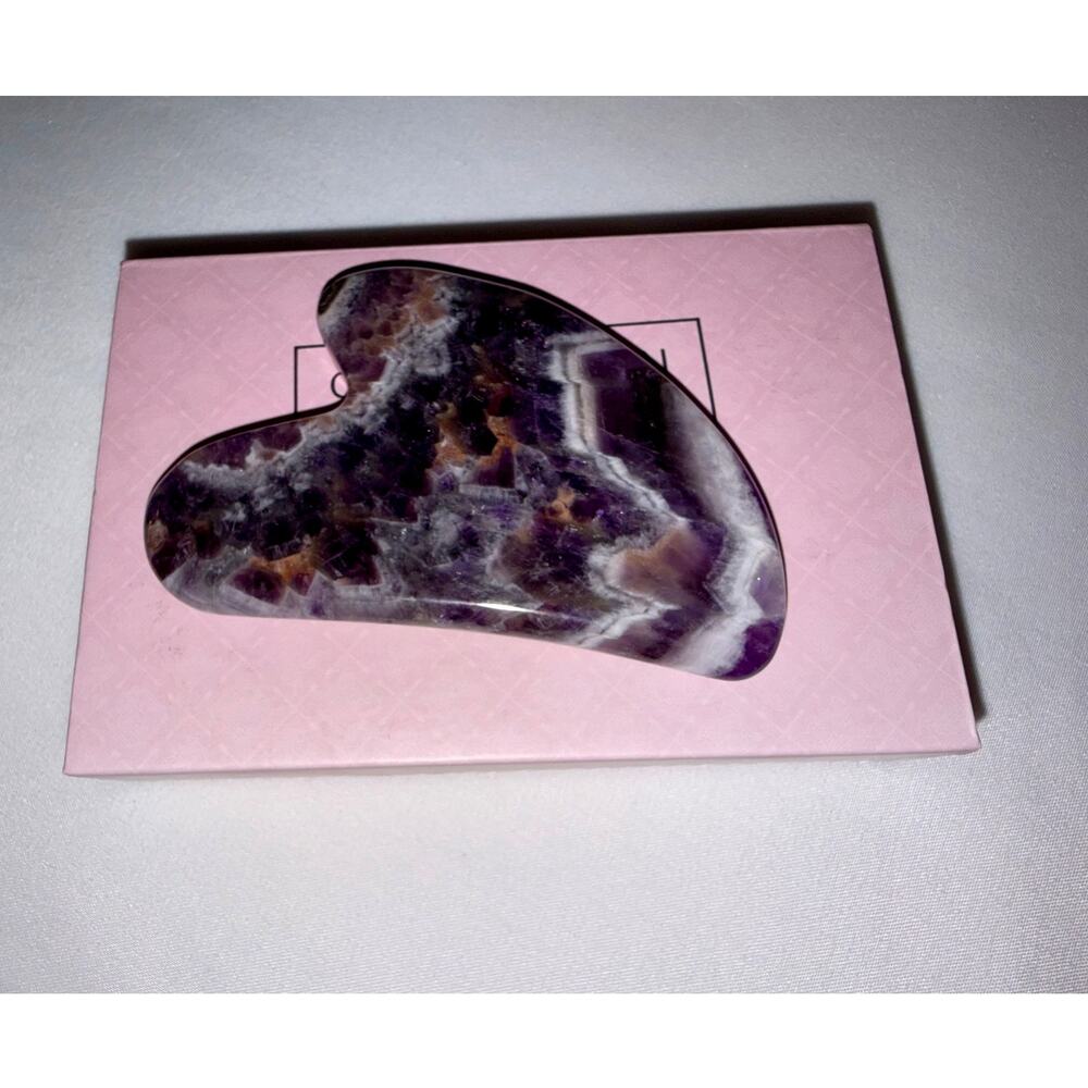 Amethyst Gua Sha Facial Sculpting Stone Crystal Massager - NIB New